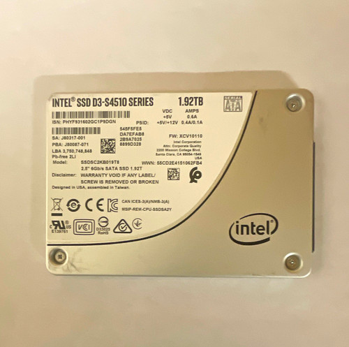 Intel s4510 92tb - 1.92tb, 2.5in